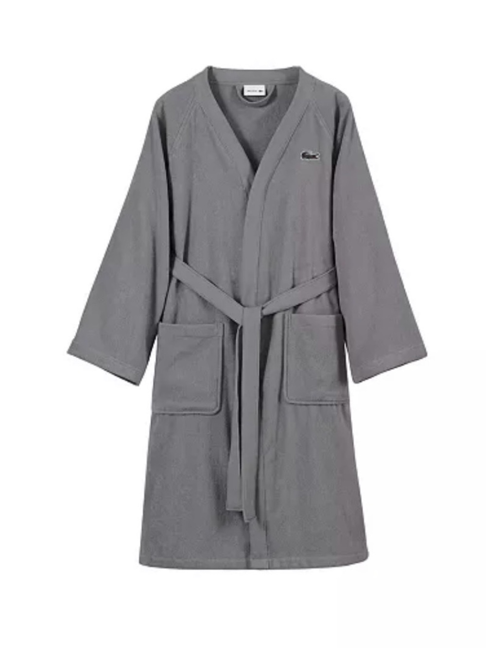 Lacoste Logo Patch Cotton Pique Bath Robe Meteorite OS